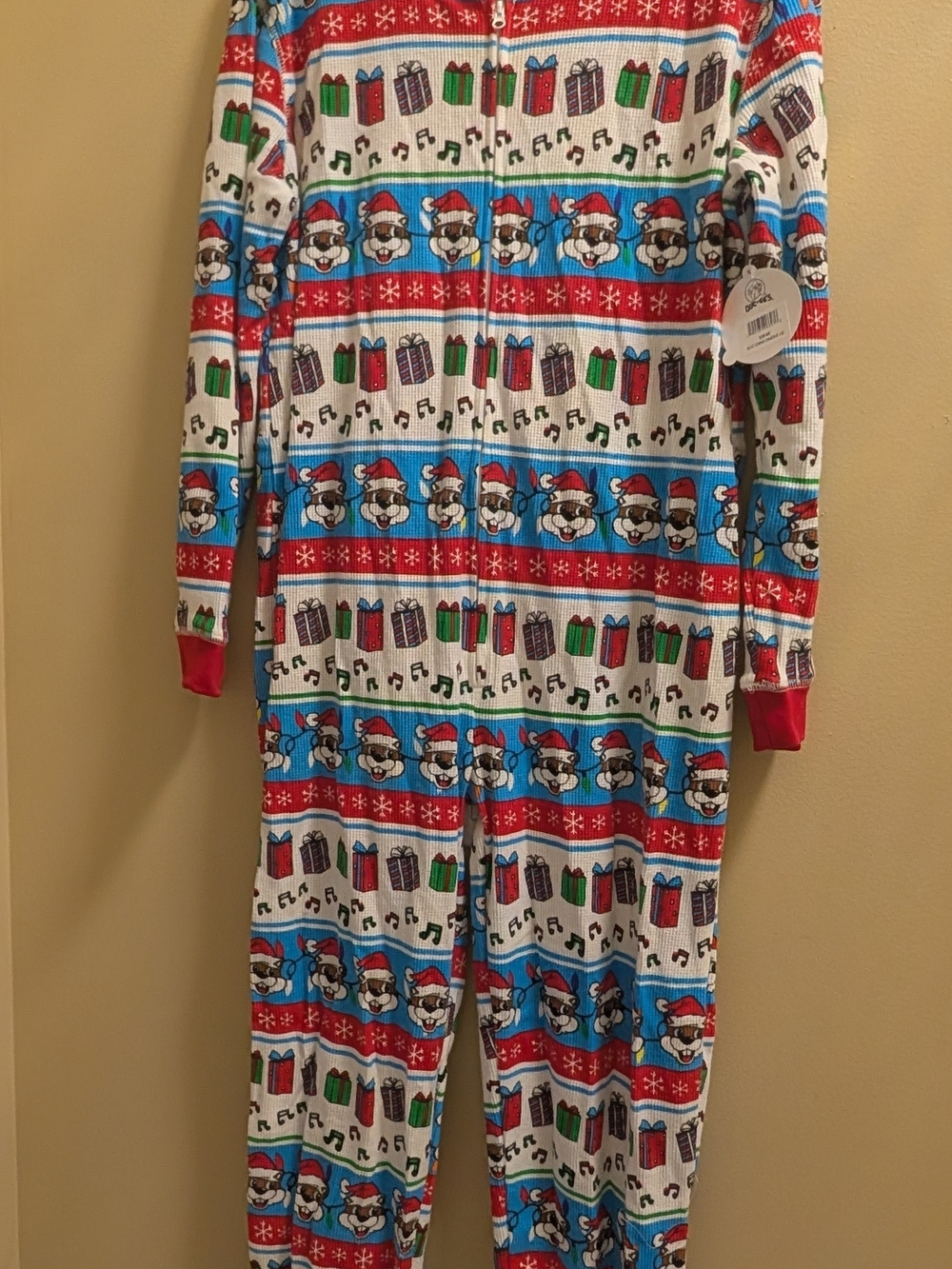 Holiday Buccess Print One-Piece Pajama - Red, Blue, White